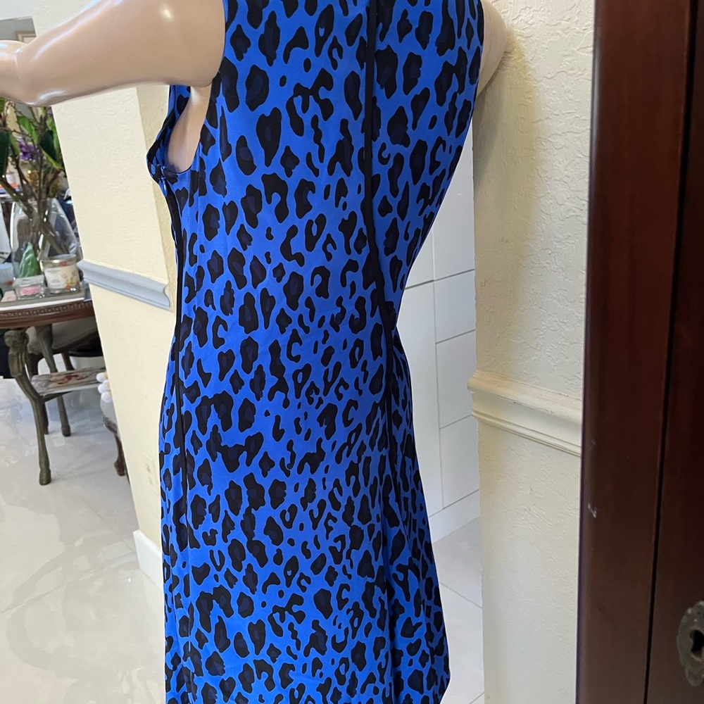 Diane Von Furstenberg Asymmetrical Blue and Black Dress - Picture 4 of 5